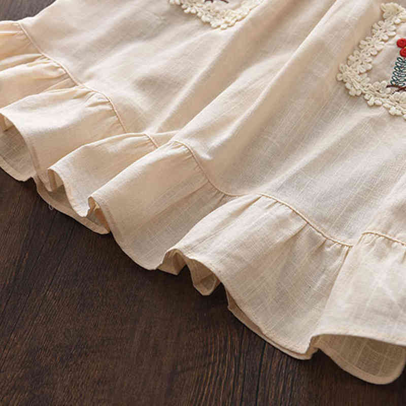 Melario Baby Kids Dresses Girls Summer Flower Embroidery Lace Dress Toddler Girl Sweet Flying Sleeve Princess Clothes 2-6 Yrs Y220510