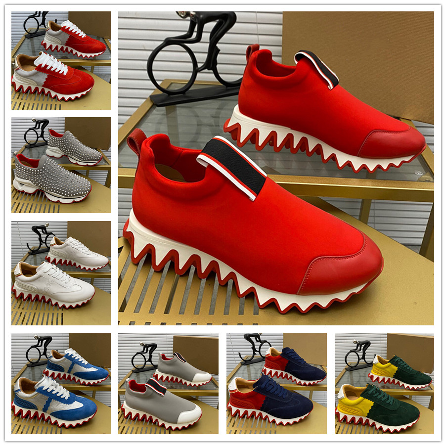 Men Womens Designer Casual Shoes With Box Red Platform Wave Bottom Rivets Suede Patchwork Print Outdoor Striped Sneakers size 38-46, Customize
Men Womens Designer Casual Shoes With Box Red Platform Wave Bottom Rivets Suede Patchwork Print Outdoor Striped Sneakers size 38-46, Customize