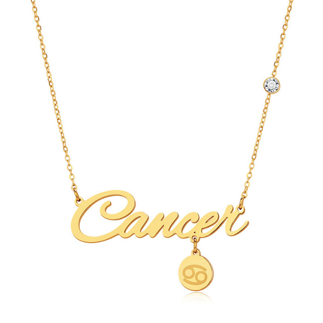 12 Zodiac Sign Necklace Cubic Zirconia Charm 18k Gold Chains Star Sign Pendant Choker Astrology Necklaces for Women Mother Birthday Valentine Fashion 