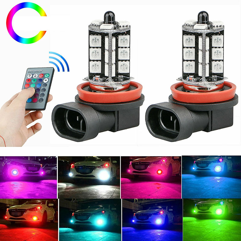 Car Styling RGB LED Auto Car Headlight 5050 27 SMD Fog Light Head Lamp Bulb with Remote Control 9005 9006 H11 H7 2pcs
Car Styling RGB LED Auto Car Headlight 5050 27 SMD Fog Light Head Lamp Bulb with Remote Control 9005 9006 H11 H7 2pcs