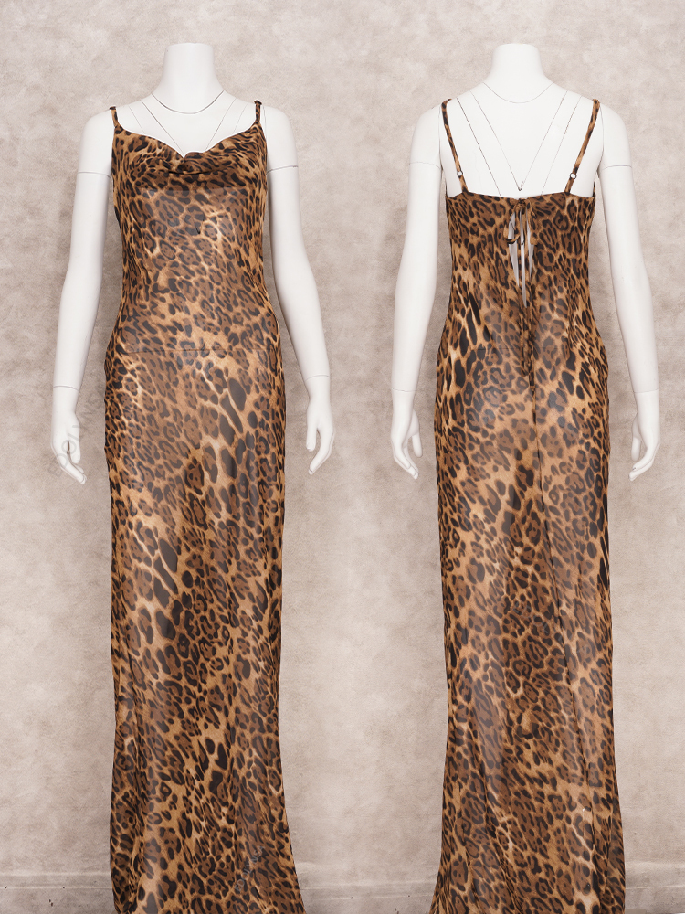 Sexy Spaghetti Strap Leopard Long Sundress Maxi Dress Summer Clothing For Women Club Party Dresses Evening Beach Wear A1224 220527