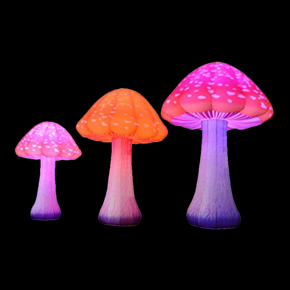Customized Double Red Giant Inflatable Mushroom With LED And Blower For Outside Christmas Party Stage Event Decorations