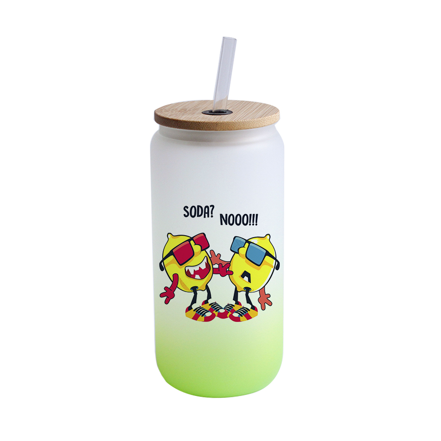 20oz Sublimation Blank Beer Can Glass with bamboo lids and Straw Borosilicate Glasses Tumbler Mason Jar Blanks for Iced Coffee Juice Soda Drinks