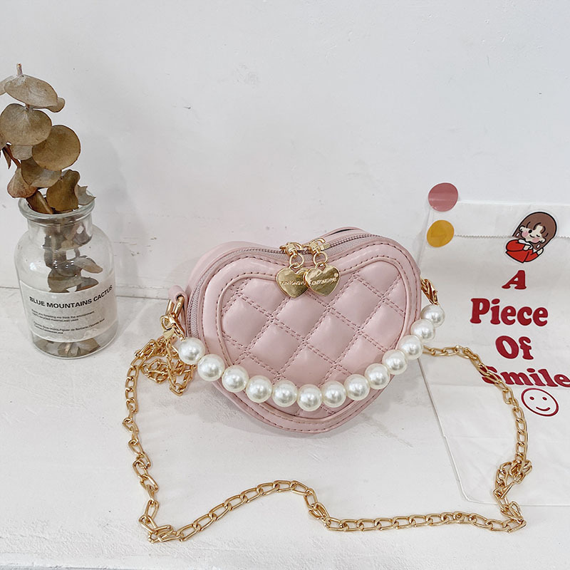 Kids Purses and Handbags Mini Crossbody Bags for Women Small Heart Coin Wallet Pouch Baby Girls Party Pearl Hand Gift 220630
