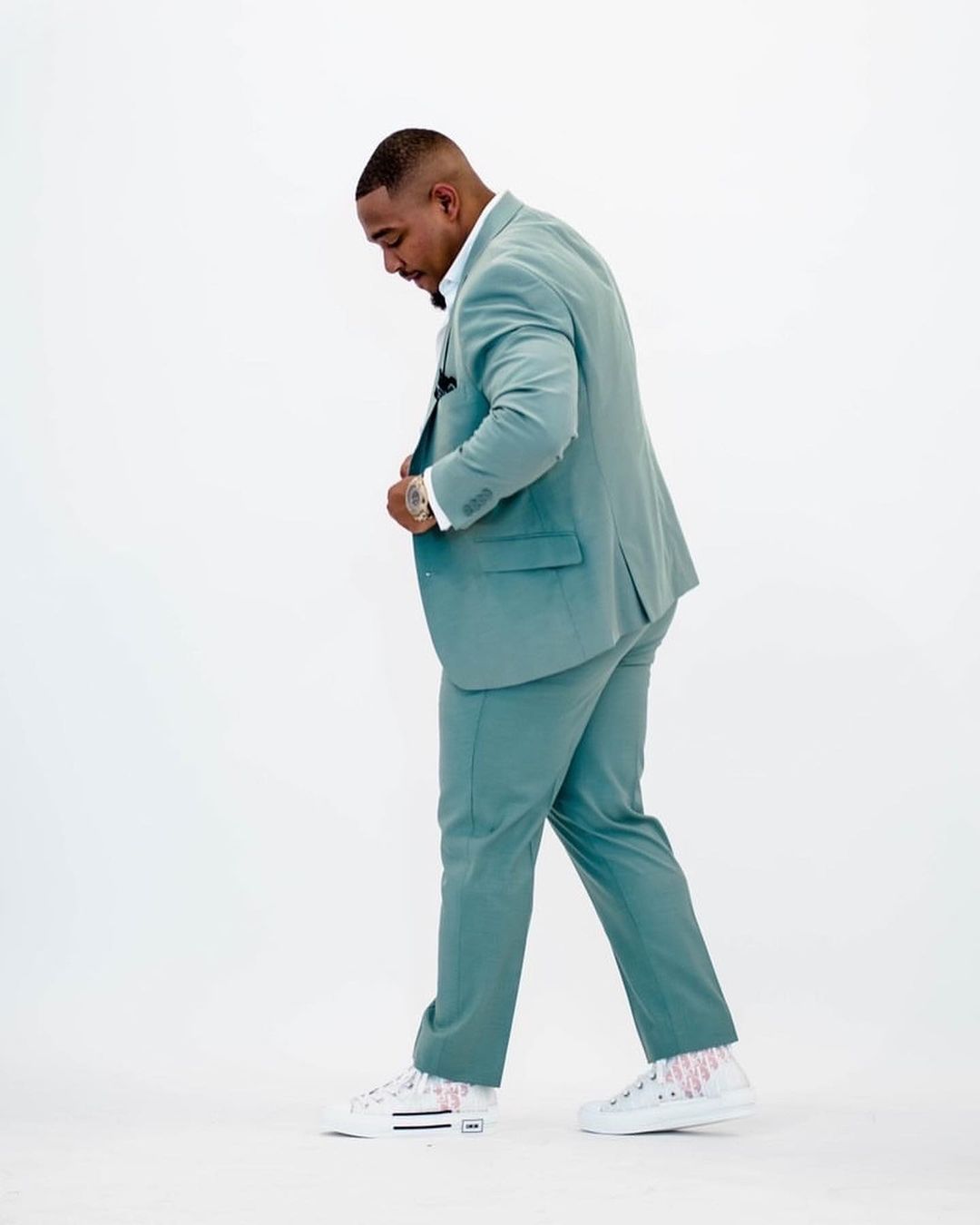 Mint Green Plus Size Men's Suit Peaked Lapel Blazers Wedding Male Tuxedos Side Vent Slim Fit Groom Wear 2 Pieces Set Prom Jackets And Pants