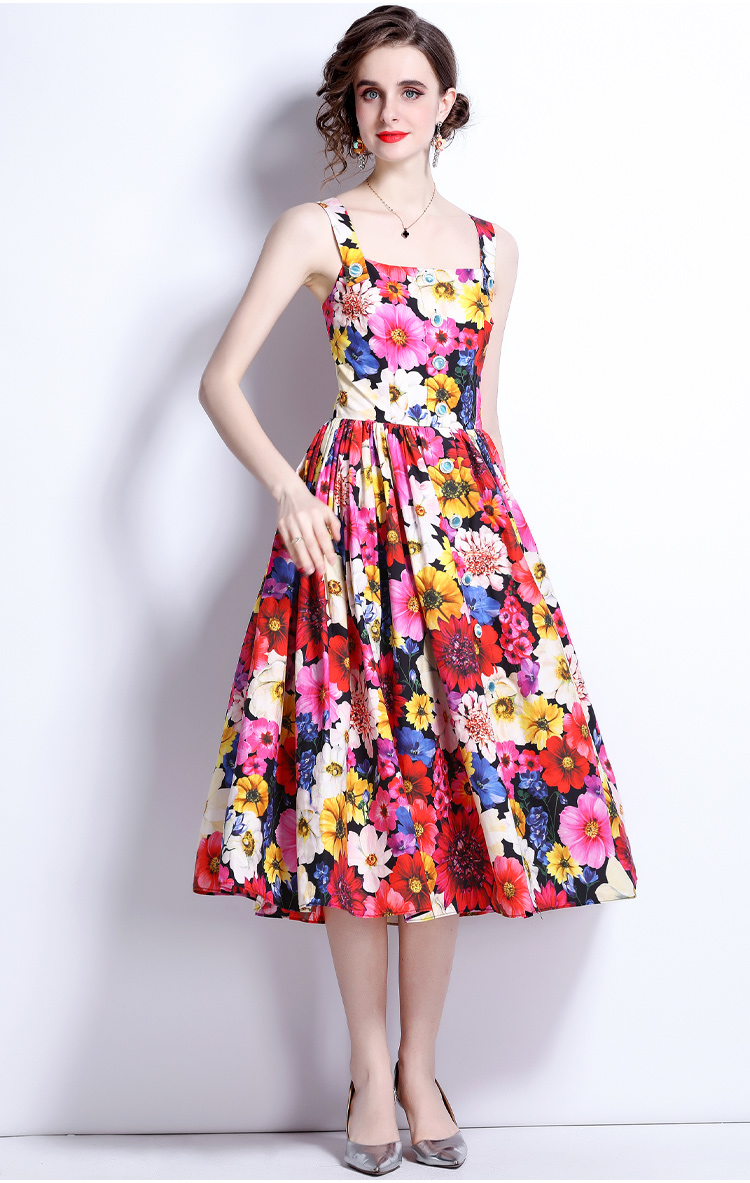 2022 Summer Beach Slip Casual Dress Women's Off Shoulder Backless Floral Print Single Breasted Holiday Vestidos Sexys Mujer Evening Party Dress