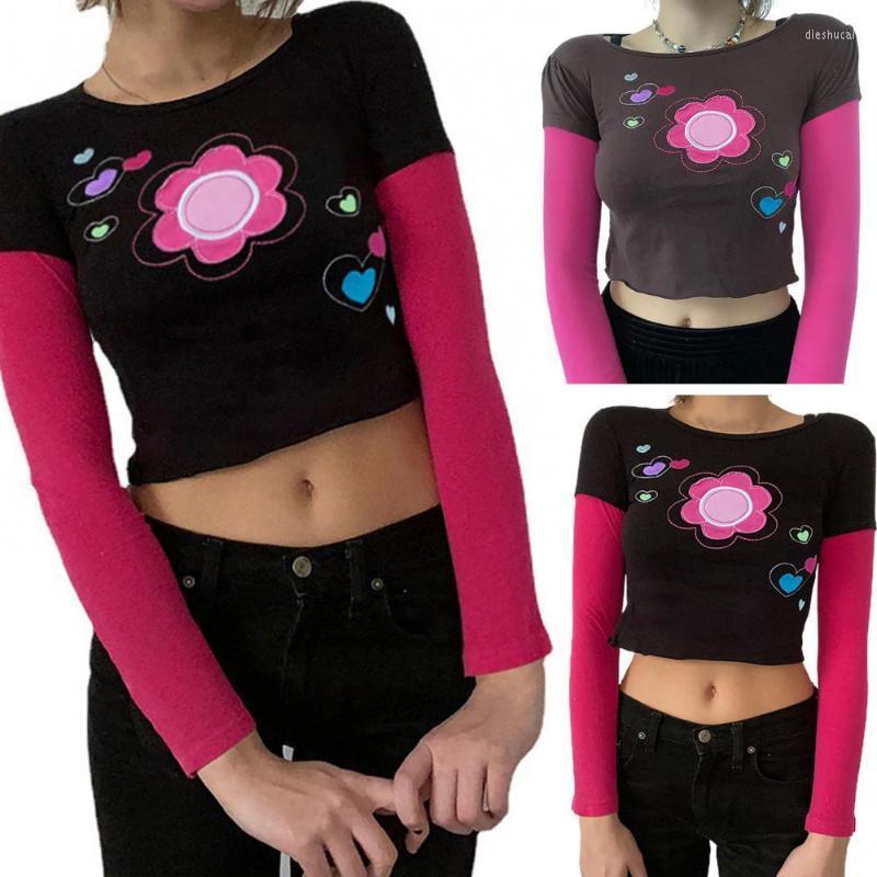 Women' T-Shirt Crop Top Long Sleeves Fake Two Cotton Blend Patchwork Cute For Fall, Black
Women' T-Shirt Crop Top Long Sleeves Fake Two Cotton Blend Patchwork Cute For Fall, Black