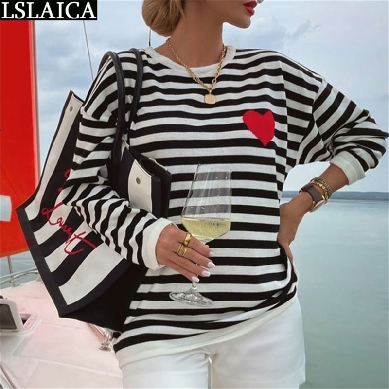 T shirt Femme Long Sleeve O Neck Striped Print Arrival Fashion Casual Shirt Women Saller Streetwear Ladies Tops 220714