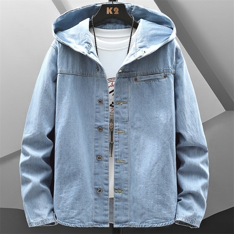 Spring Autumn Hooded Denim Jacket Mens Hip Hop Jeans Coat Retro Jean Street Casual Bomber Outerwear Hoodies W220815, Blue
Spring Autumn Hooded Denim Jacket Mens Hip Hop Jeans Coat Retro Jean Street Casual Bomber Outerwear Hoodies W220815, Blue