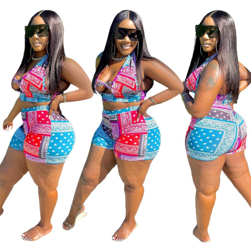 Women' Tracksuits Sexy Super Summer Women' Top Halter Bikini Print Stretch Shorts Set Woman 2 Pieces Wholesale StreetwearWomen, 1 printing
Women' Tracksuits Sexy Super Summer Women' Top Halter Bikini Print Stretch Shorts Set Woman 2 Pieces Wholesale StreetwearWomen, 1 printing