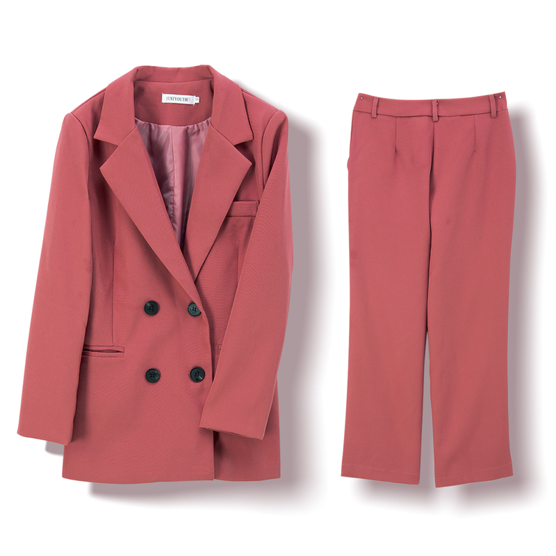 Women's Set Autumn Winter Long Sleeve Blazer Pants Women Sets two Breasted Jacket Formal Suit 2 Pieces Office Lady 220315