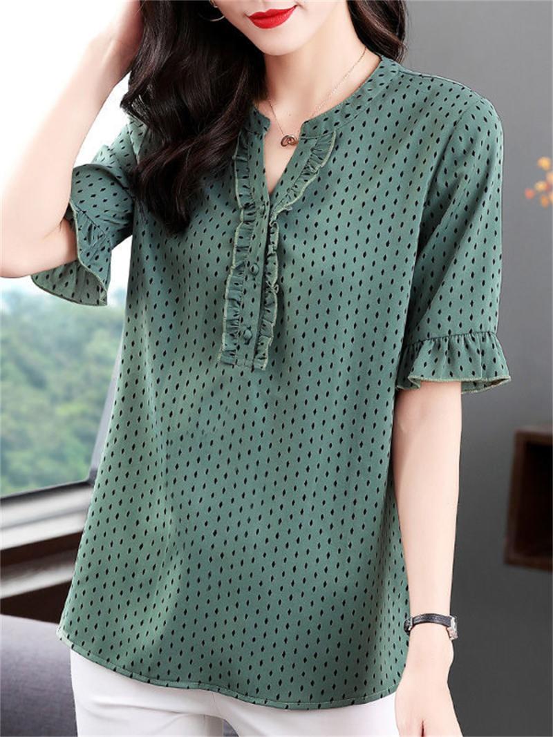 Women's Blouses & Shirts Women Spring Summer Lady Fashion Casual Half Sleeve V-Neck Collar Polka Dots Blusas Tops2339Women's, Green
Women's Blouses & Shirts Women Spring Summer Lady Fashion Casual Half Sleeve V-Neck Collar Polka Dots Blusas Tops2339Women's, Green