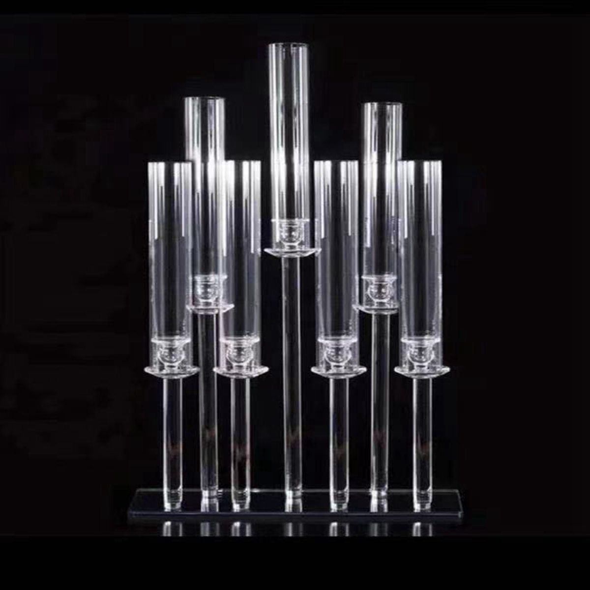 decoration Acrylic Candlestick 7 Heads All Clear Candle Holders Wedding Candelabra Table Centerpieces Flower Stand Holder Candelabrum imake098 H260310