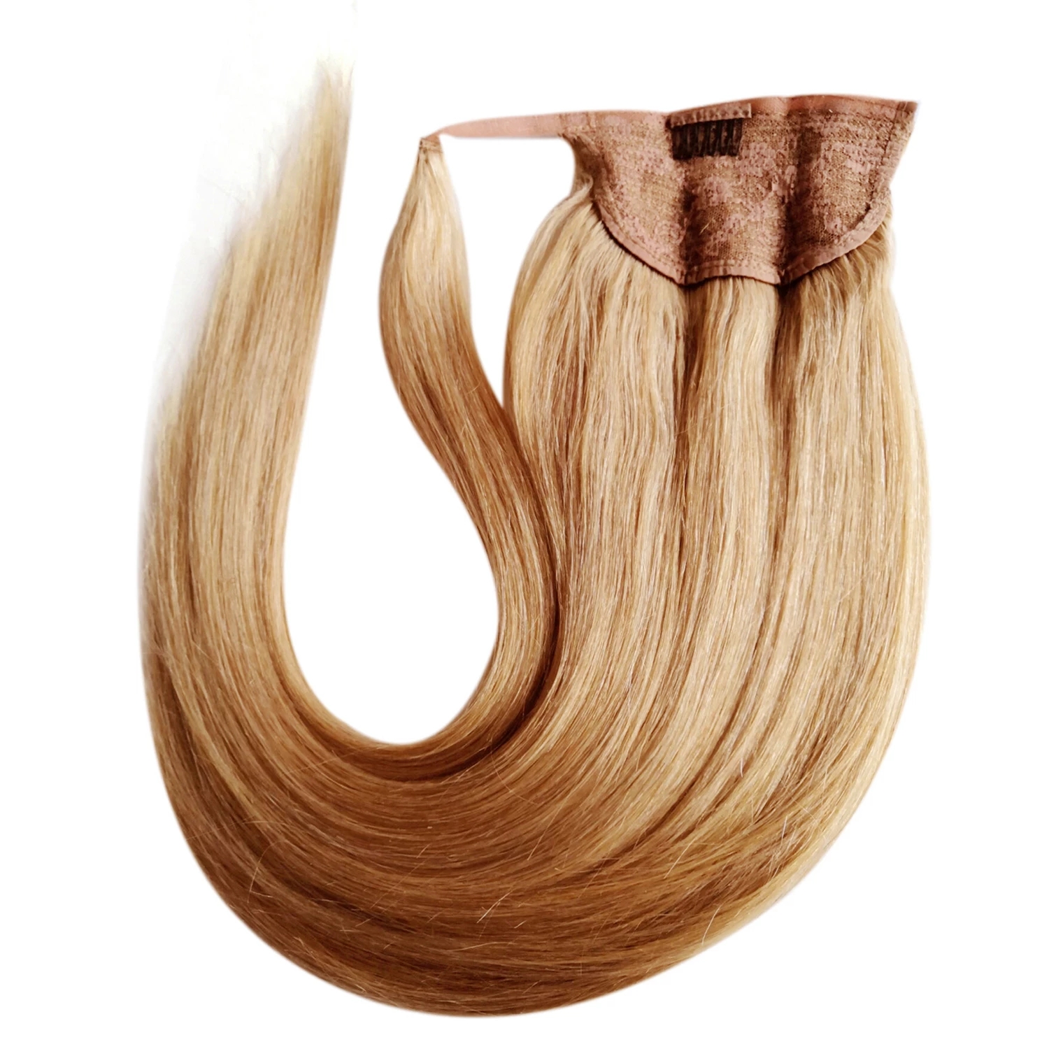 Honey Blonde Human Hair Ponytail Extensions Straight Glueless Brazilian Remy #27 Wrap Around pony tail Horsetail Hairpiece 100g For Women