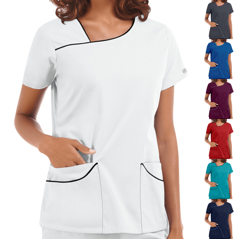 YL016 Summer Women Work Clothes Soild Color V Neck Pocket Care Workers Tops Workwear Nurse Uniform Clinic Blouse ressitance grey' anatomy, 01-top
YL016 Summer Women Work Clothes Soild Color V Neck Pocket Care Workers Tops Workwear Nurse Uniform Clinic Blouse ressitance grey' anatomy, 01-top