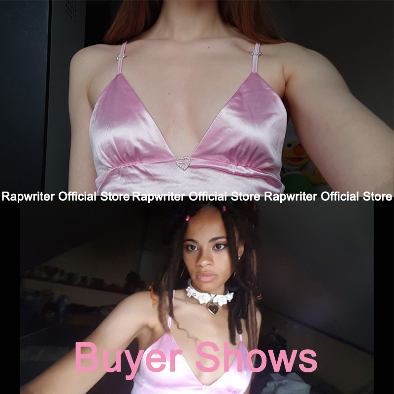 Brown Satin 90s Summer Sexy Top With Thin Strap Backless Fashion Trend Blue V Neck Sleeveless Pink Crop Cami Party Club 220325