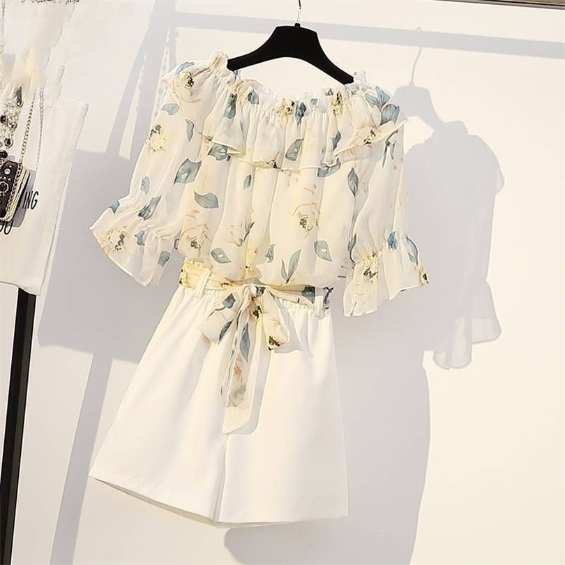 New Summer Women Tracksuit Clothes Female Floral Print Tops And Shorts 2 Piece Set Ladies Casual Vintage Slim Suits Outfits F165 T200325
