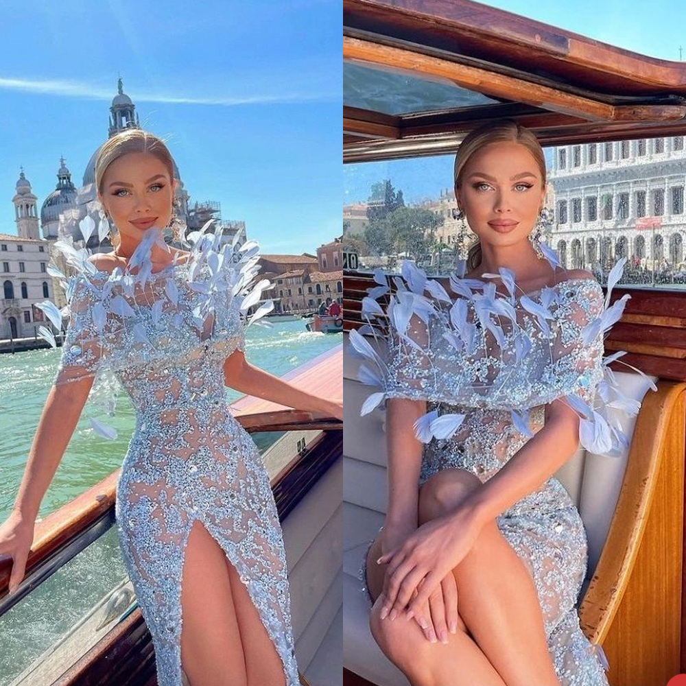 Sky Blue Sequins Africa Evening Dress Off Shoulder Feather Illusion Mermaid Prom Gowns Shiny Side Split Formal Party Dresses Plus Size, Hunter green
Sky Blue Sequins Africa Evening Dress Off Shoulder Feather Illusion Mermaid Prom Gowns Shiny Side Split Formal Party Dresses Plus Size, Hunter green