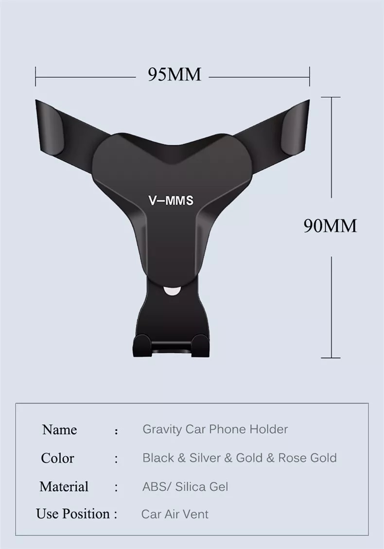 Universal Gravity Car Phone Holder, Car Air Vent Mount Clip Cell Holder No Magnetic Mobile Phone Stand Support Smartphone