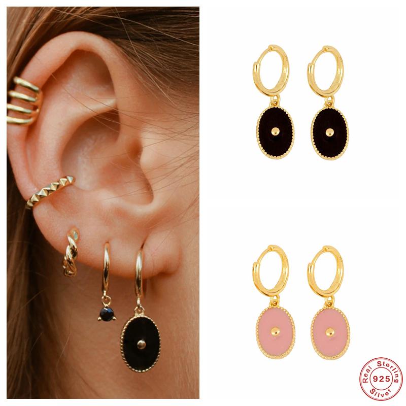 Hoop & Huggie Aide 925 Sterling Silver Pink Black Enamel Oval Pendant Gold Earrings For Women Small Circle Earring Party JewelryHoop
Hoop & Huggie Aide 925 Sterling Silver Pink Black Enamel Oval Pendant Gold Earrings For Women Small Circle Earring Party JewelryHoop