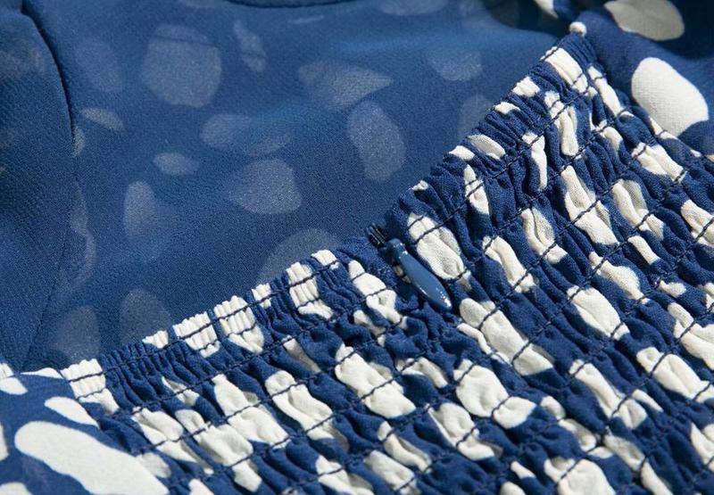 French Style Blue White Dot Print Adjust Spaghetti Strap Dress Retro Sexy Women Sling Slit Dresses Vestido 220511