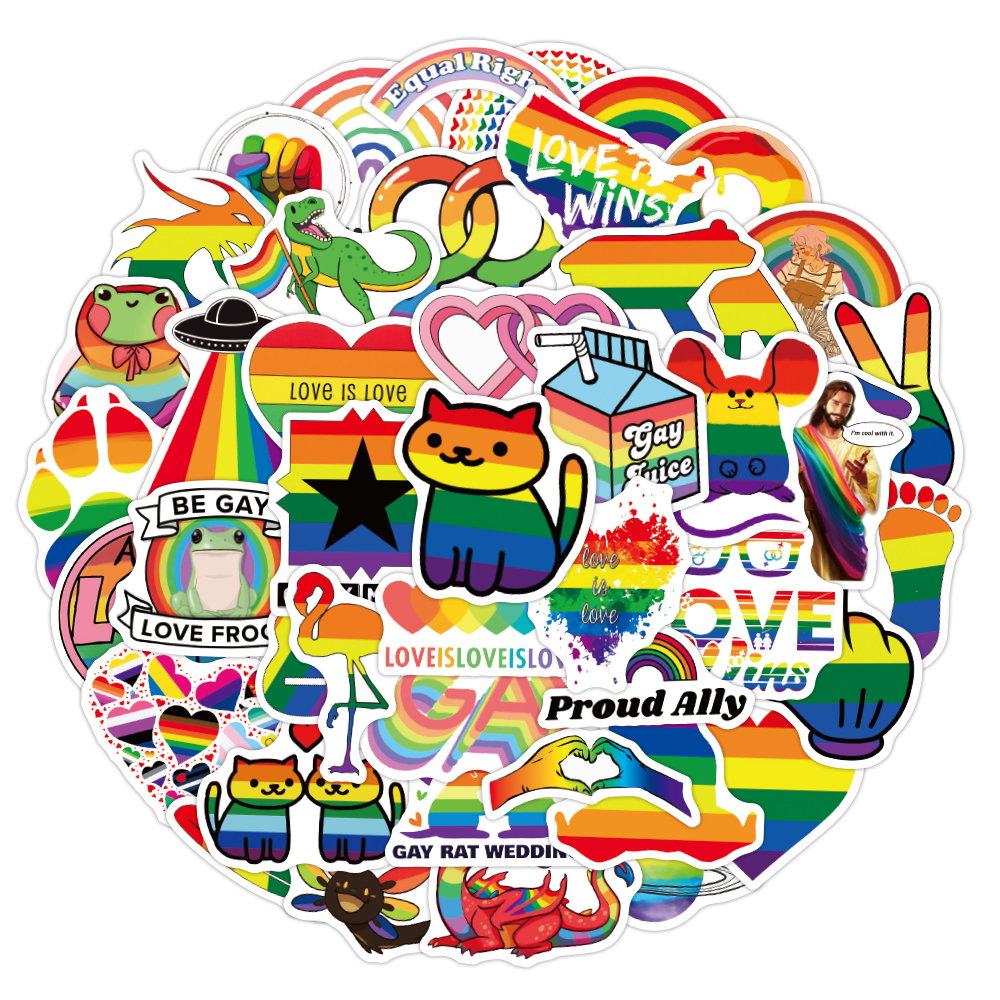 50Pcs Gay Pride Stickers LGBTQ Graffiti Kids Toy Skateboard car Motorcycle Bicycle Sticker Decals Wholesale