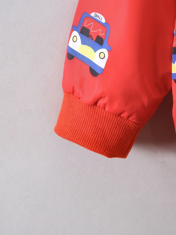 Toddler Boys Car Print Raglan Sleeve Bomber Jacket SHE