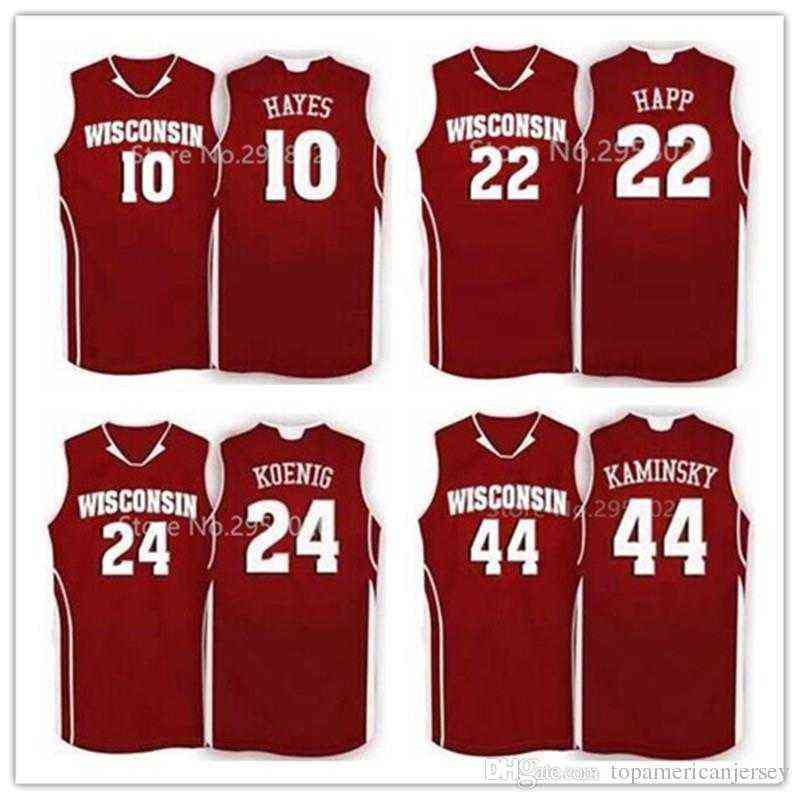 Cheap custom #10 Nigel Hayes 15 Sam Dekker #24 Bronson Koenig #44 Frank Kaminsky #22 Ethan Happ Wisconsin Badgers College Basketball Jersey
