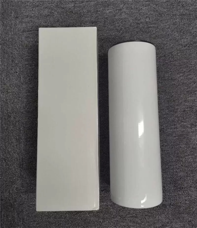 Blank Sublimation Tumbler 20oz STRAIGHT skinny tumbler Straight Cups Stainless Steel Beer Coffee Mugs Rubber bottom