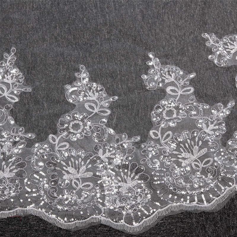 3/4/5 Meter White Ivory Cathedral Wedding Veils Long Lace Edge Bridal Veil with Comb Wedding Accessories Bride Veu Wedding Veil