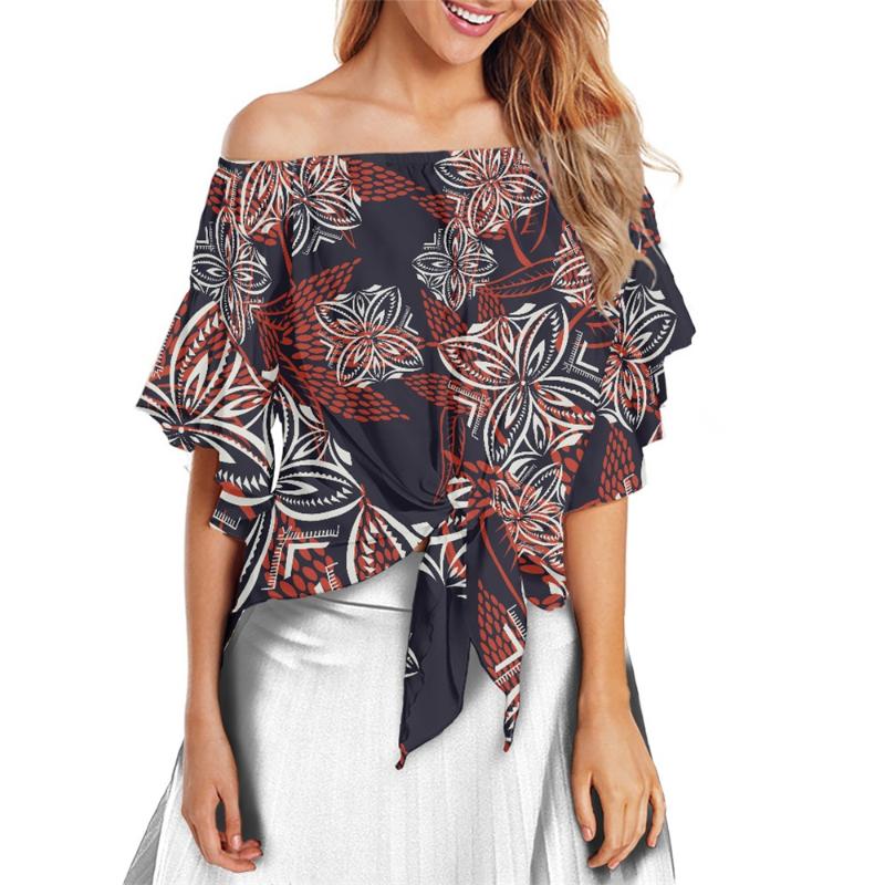 Women' T-Shirt Customized On Demand Polynesian Traditional Flowers Printed Women Shirt Large Size Off Shoulder Ruffled Sleeve Tie Knot Shir, Wmy22050908x13
Women' T-Shirt Customized On Demand Polynesian Traditional Flowers Printed Women Shirt Large Size Off Shoulder Ruffled Sleeve Tie Knot Shir, Wmy22050908x13