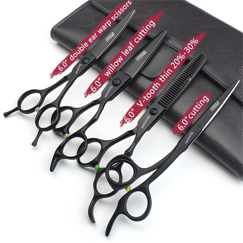 5.5/6.0/6.5/7 Inch Professional Hairdressing Scissors Barber 440C Cutting Hair Salon Shears Black 220317