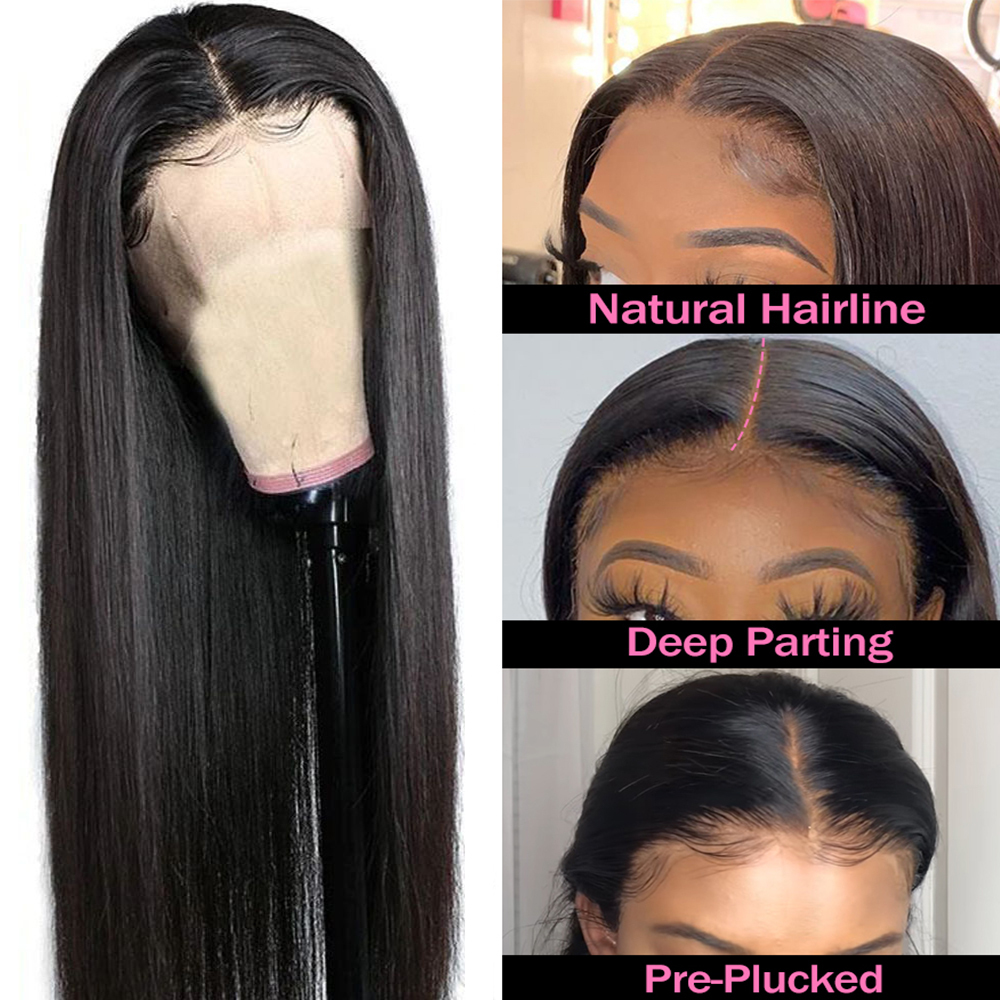 32 34 Inch Long Bone Straight Lace Front Brazilian Human Hair Wig Transparent 13x4 Synthetic Frontal Wigs For Women