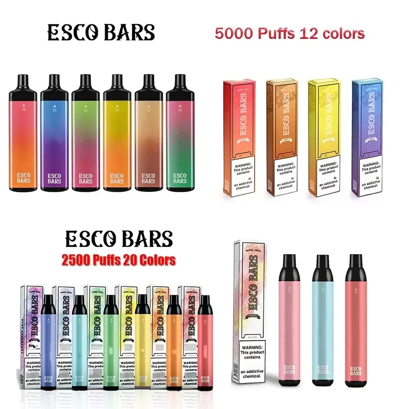 Esco Bars Mega Disposable E cigarettes 5000 2500 Puffs escobar Vape Pen 600mAh Rechargeable Battery 14ml Pre-filled Vapor Mesh Coil Cartridge Device esco bar
Esco Bars Mega Disposable E cigarettes 5000 2500 Puffs escobar Vape Pen 600mAh Rechargeable Battery 14ml Pre-filled Vapor Mesh Coil Cartridge Device esco bar