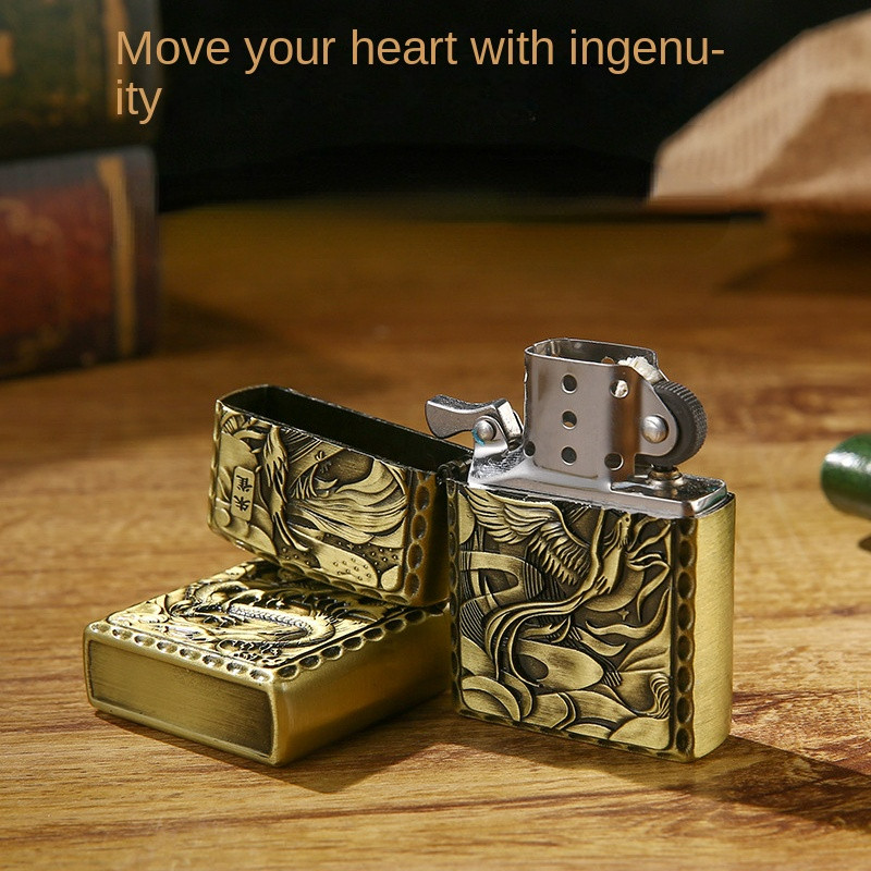 Retro Kerosene Lighter Creative Relief Four Great Beasts Lighters Blue Dragon White Tiger Zhuque Xuanwu Torch W260202
