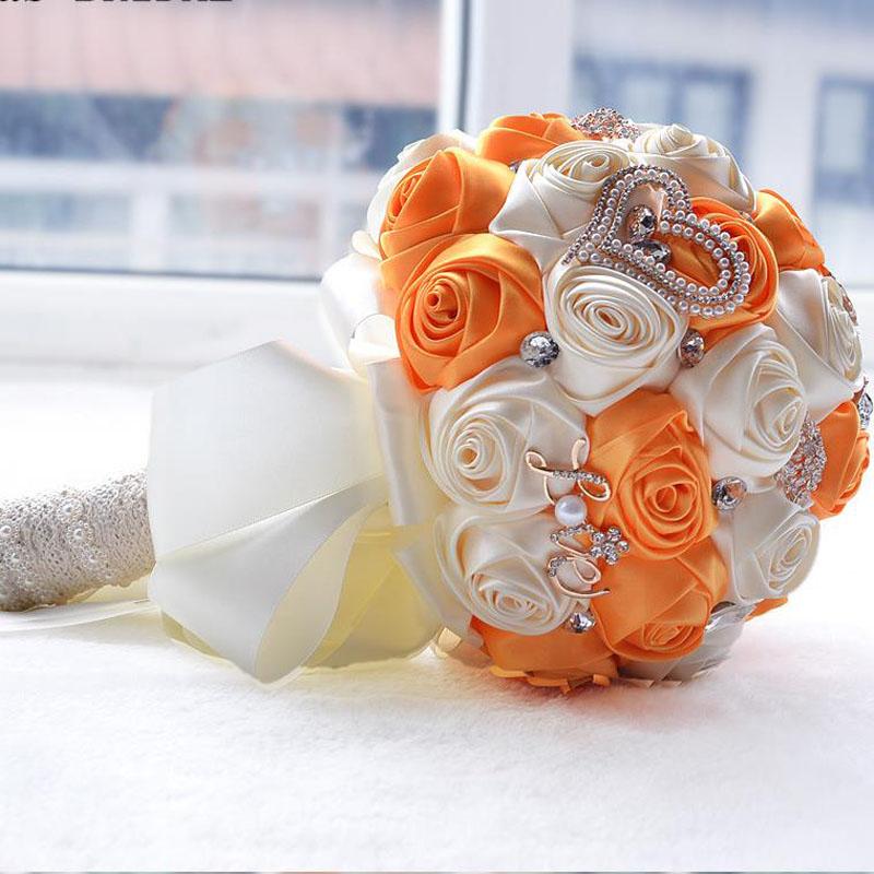 Handmade Rose New Bridal Bouquet Wedding Accessories Brooch Crystal Pearl Wedding Bouquet Holding Flowers