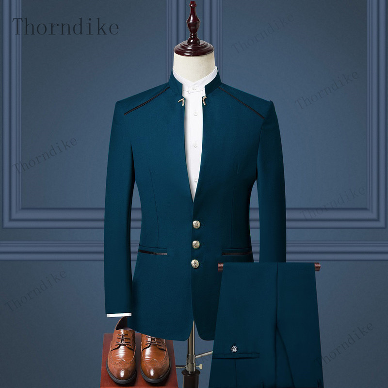 Men's Suits & Blazers Thorndike Men Suit Chinese Style Stand Collar Blazer Male 220823