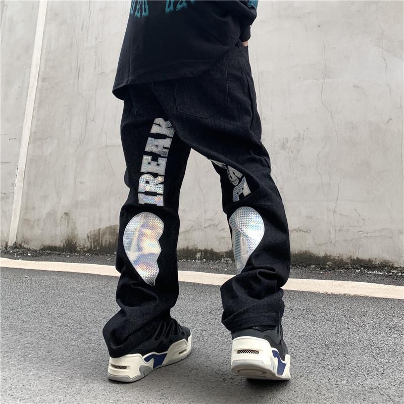 Heart Lightning Print Y2K Jeans Men' Trendy High Street Casual Straight-leg Pants Harajuku Style Fashion Street Men' Trousers 0615, White
Heart Lightning Print Y2K Jeans Men' Trendy High Street Casual Straight-leg Pants Harajuku Style Fashion Street Men' Trousers 0615, White