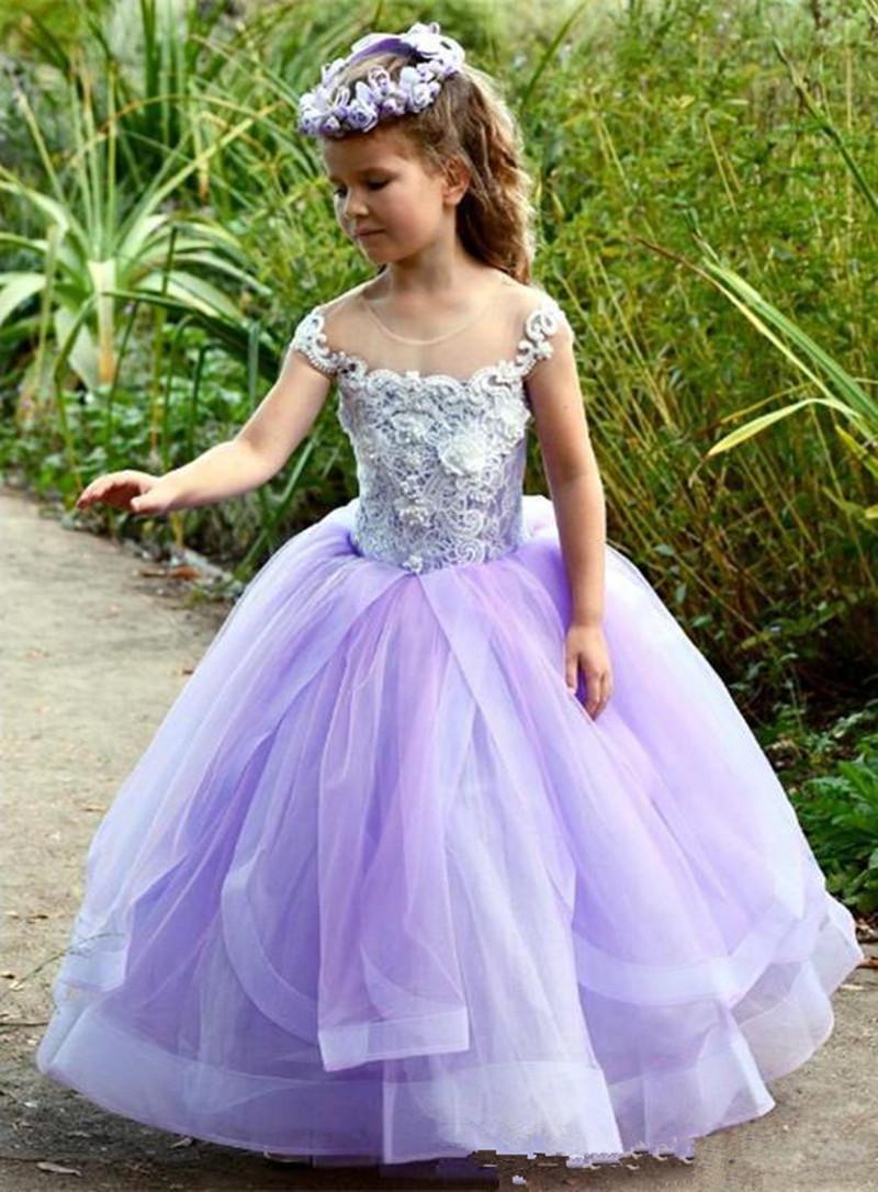 Girl's Dresses Lavender Wedding Flower Girl Sheer Neck Lace Appliques -3D Princess Party Gowns Puffy First Communion Pageant Gown, As image
Girl's Dresses Lavender Wedding Flower Girl Sheer Neck Lace Appliques -3D Princess Party Gowns Puffy First Communion Pageant Gown, As image