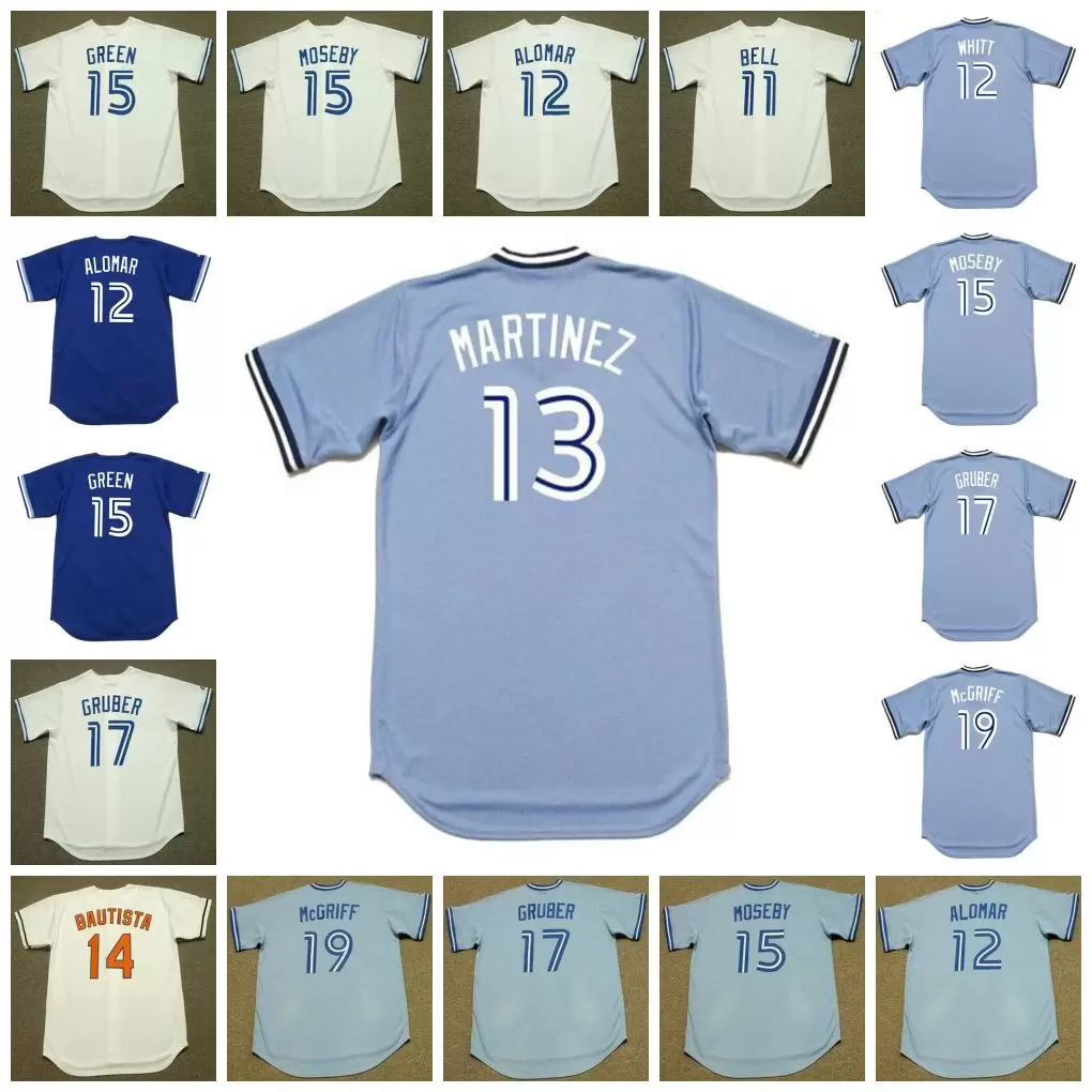 Toronto Vintage Baseball Jersey 11 GEORGE BELL 1990 12 ERNIE WHITT 1988 ALOMAR MARTINEZ 14 JOSE BAUTISTA 2004 MOSEBY 15 SHAWN GREEN 1994 17 KELLY GRUBER McGRIFF 1987, 13 buck martinez 1983 blue
Toronto Vintage Baseball Jersey 11 GEORGE BELL 1990 12 ERNIE WHITT 1988 ALOMAR MARTINEZ 14 JOSE BAUTISTA 2004 MOSEBY 15 SHAWN GREEN 1994 17 KELLY GRUBER McGRIFF 1987, 13 buck martinez 1983 blue