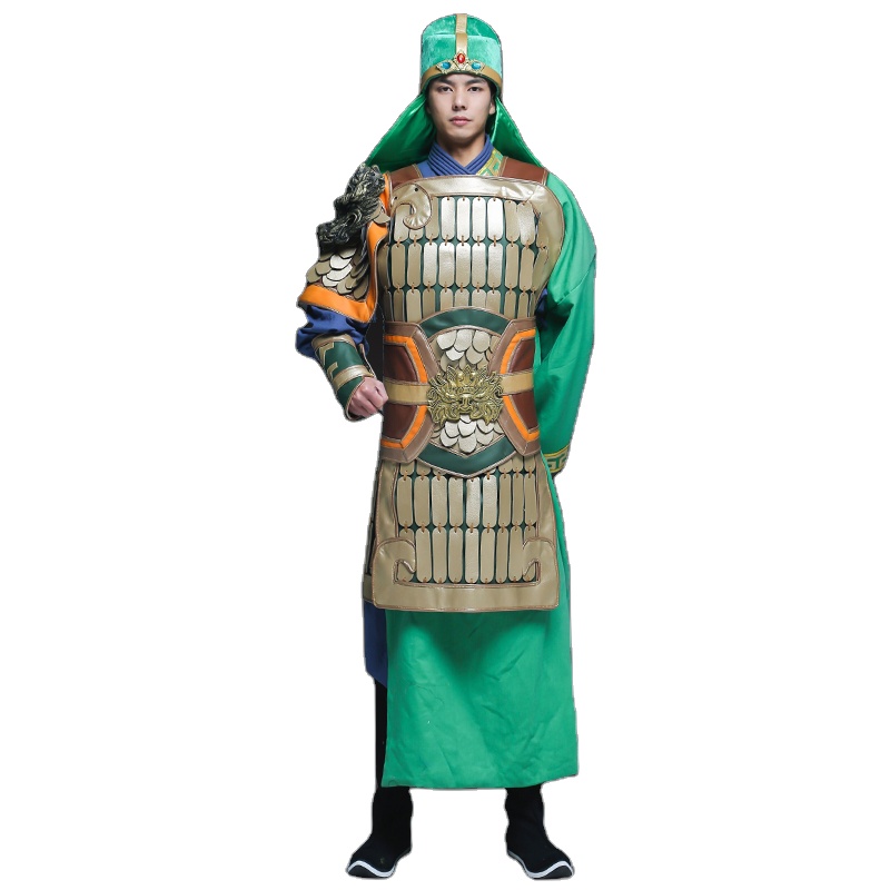Chinese Ethnic Clothing ancient Armour Leather Copper Dragon general Helmet Armor Corselet Mu Lan Outfit Han Tang Song Ming Dynasty Army Clothes