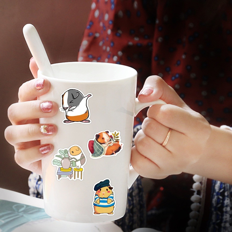 50Pcs/Lot Cute Cartoon Guinea Pig Sticker Graffiti Stickers Cavia Porcellus Laptop Skateboard Car Stickers Luggage Decals