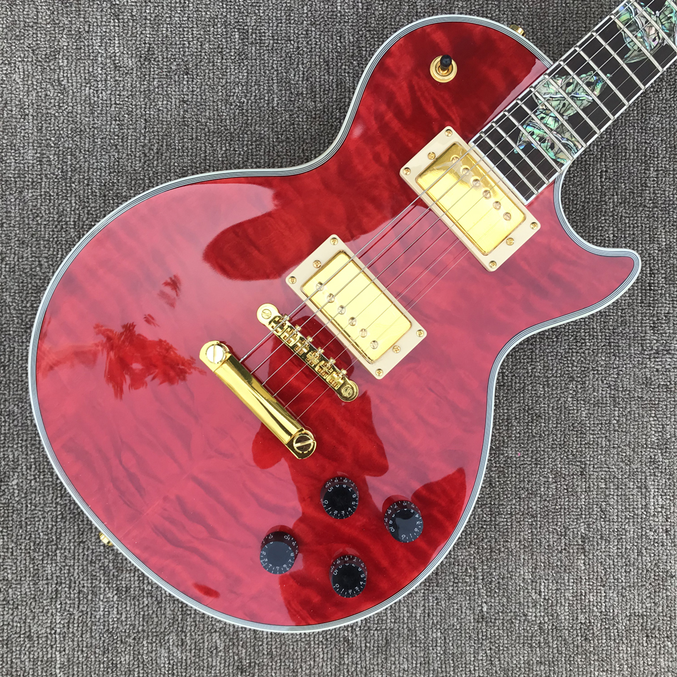 Custom LP electric guitar, gold hardware, rosewood fingerboard, burst color quilte maple top and back, solid mahogany body guitar
Custom LP electric guitar, gold hardware, rosewood fingerboard, burst color quilte maple top and back, solid mahogany body guitar