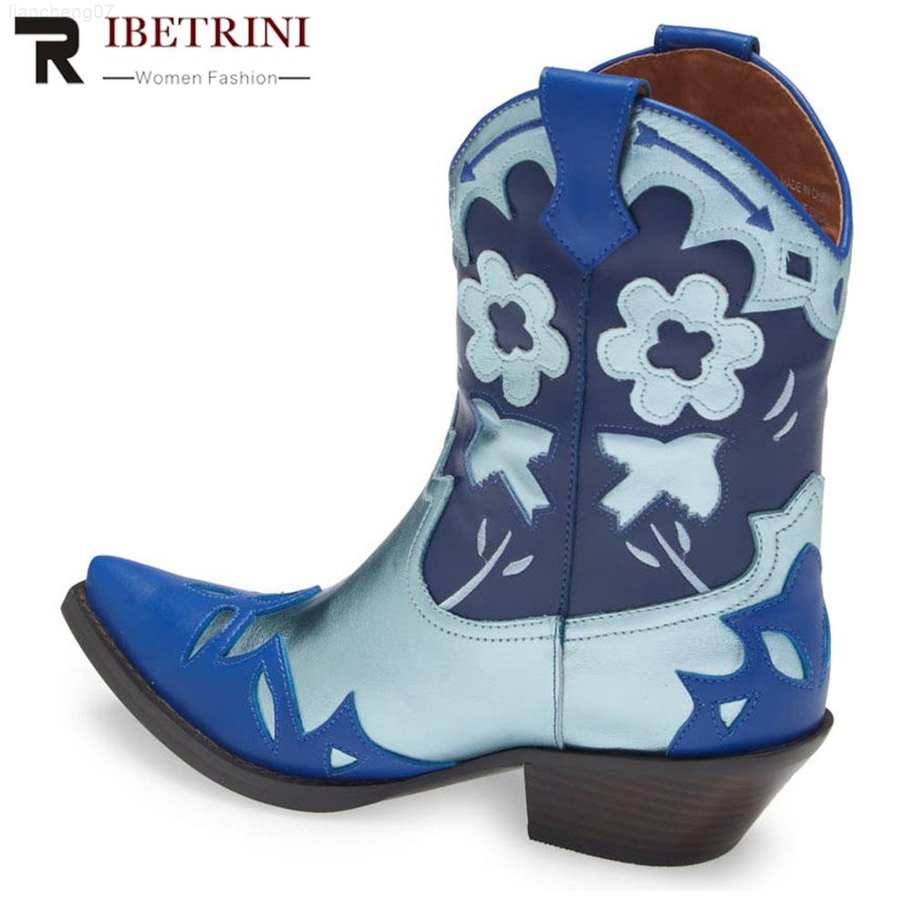 Female Western Boots Rhinestone Design Silver Bling Shoes Woman Pointed Toe Med Calf Boots Women Brand New Fashion Popular 2021 G220720