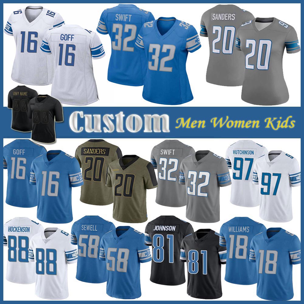 Jersey Detroit''Lions''Aidan Hutchinson Jameson Williams Men Football Barry DAndre Swift Jared Goff Penei Sewell T.J. Hockenson Amani Oru, Shown
Jersey Detroit''Lions''Aidan Hutchinson Jameson Williams Men Football Barry DAndre Swift Jared Goff Penei Sewell T.J. Hockenson Amani Oru, Shown