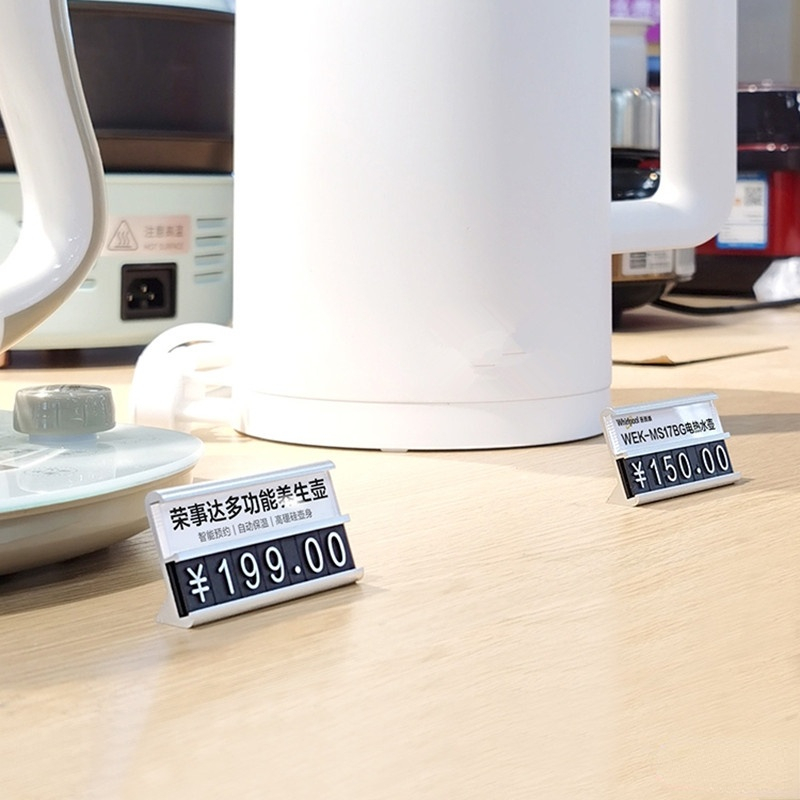 Adjustable Aluminum Price Cube Jewelry Display Tags Set Price Label Sign Card Holder Stand