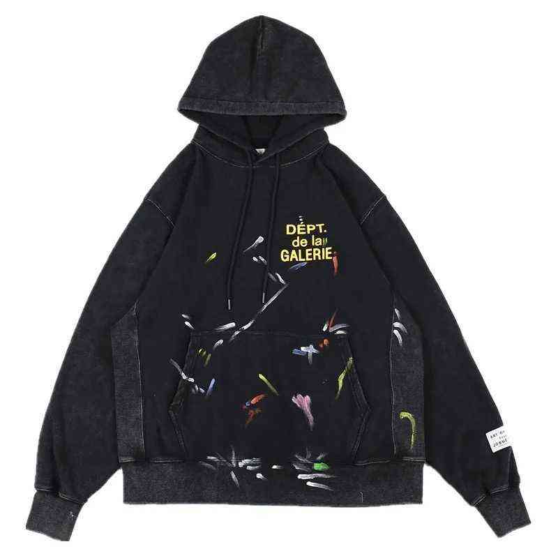 Men's Hoodies Ins Trendy Brand Fireworks Hand-painted Splash Ink Graffiti Dept Printed Loose Hooded Used Men and Women Terry Sweater, Black 
Men's Hoodies Ins Trendy Brand Fireworks Hand-painted Splash Ink Graffiti Dept Printed Loose Hooded Used Men and Women Terry Sweater, Black