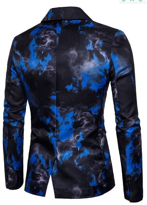 Men's Casual Suits, Business Suits, Red and Blue Flame Printing Dresses, Costumes for Men Wedding Suits for Men 220409
