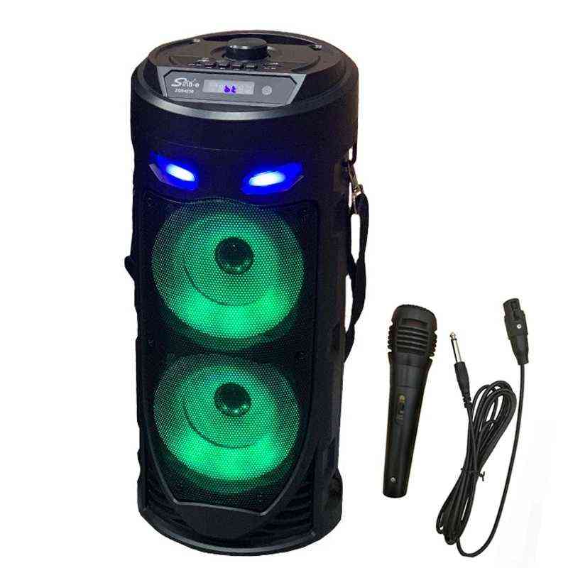 30W LED portable bluetooth speaker wireless sound column high power stereo subwoofer party speaker with microphone home karaoke H2