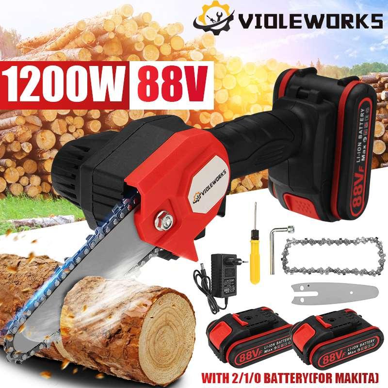 Electric Saws 88VF 1200W 6 Inch Mini Chain Saw With 2 Battery Rechargeable Woodworking Pruning One-handed Garden Logging Power Tool
Electric Saws 88VF 1200W 6 Inch Mini Chain Saw With 2 Battery Rechargeable Woodworking Pruning One-handed Garden Logging Power Tool